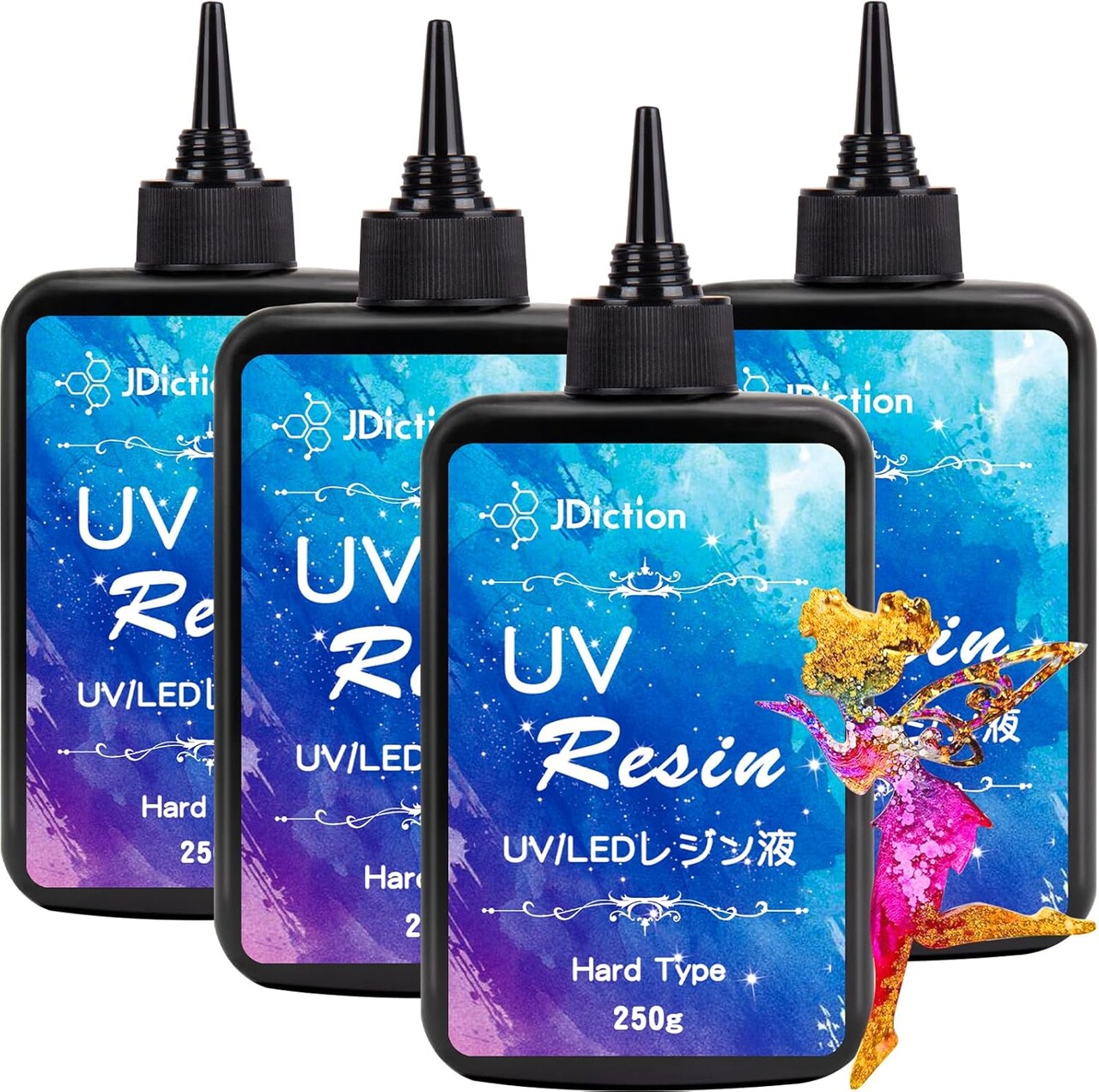 JDiction UV Resin, 500g Upgrade Ultraviolet Epoxy Resin Crystal Clear Hard Glue Solar Cure Sunlight Activated Resin Kit for Handmade Jewelry, DIY Craft Decoration, Casting and Coating